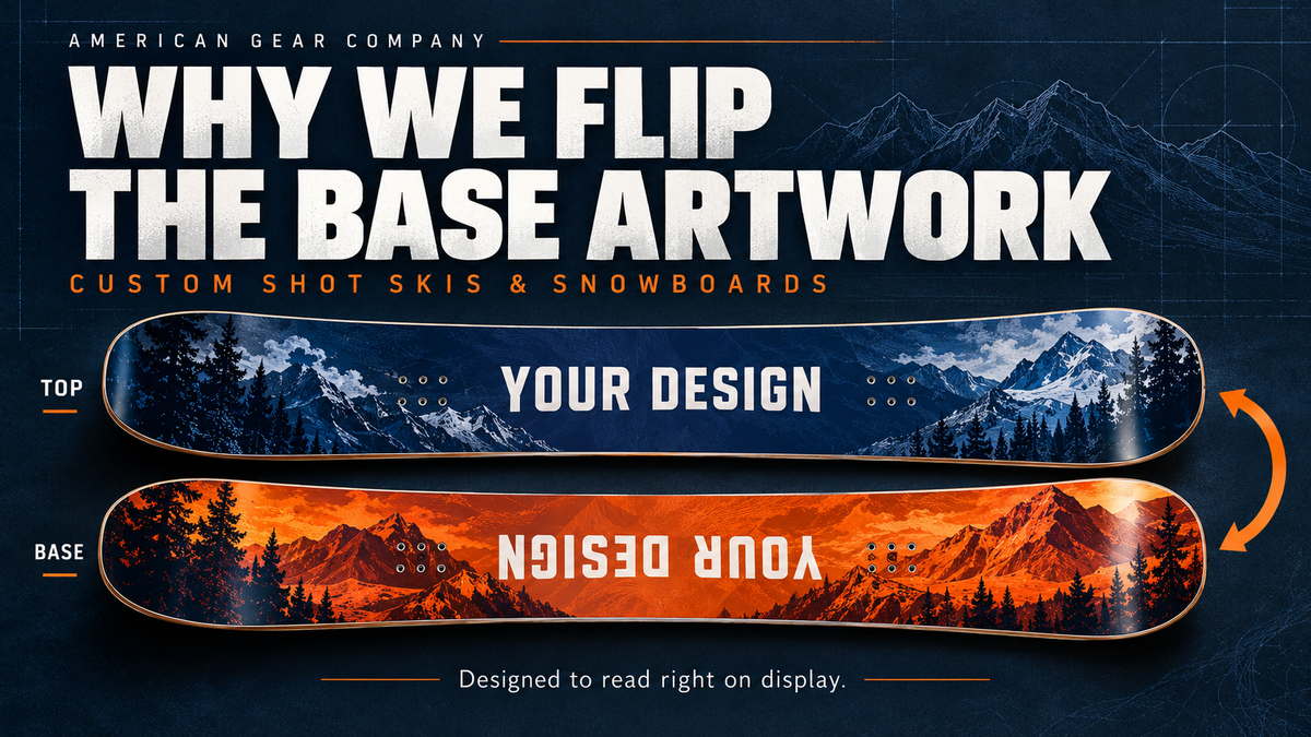 Why We Flip the Base Artwork on Custom Shot Skis and Snowboards
