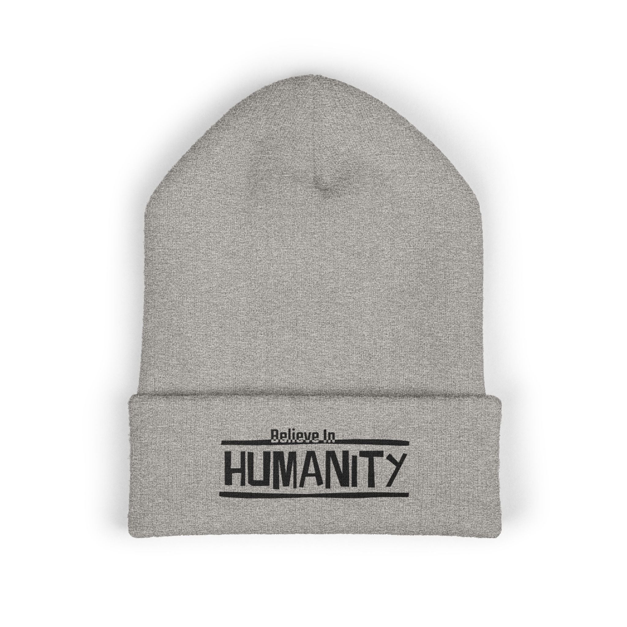 Humanity Embroidered Beanie — Classic Cuffed Knit Hat