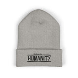 Humanity Embroidered Beanie — Classic Cuffed Knit Hat