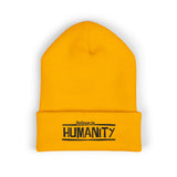 Humanity Embroidered Beanie — Classic Cuffed Knit Hat